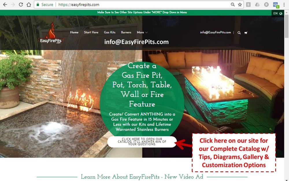 Create Your Own Gas Fire Feature w/ a Basic Complete Kit - Choose Burner and Pan