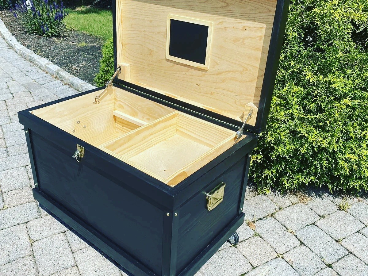 Tack Trunk brush tray/ stained in Ebony