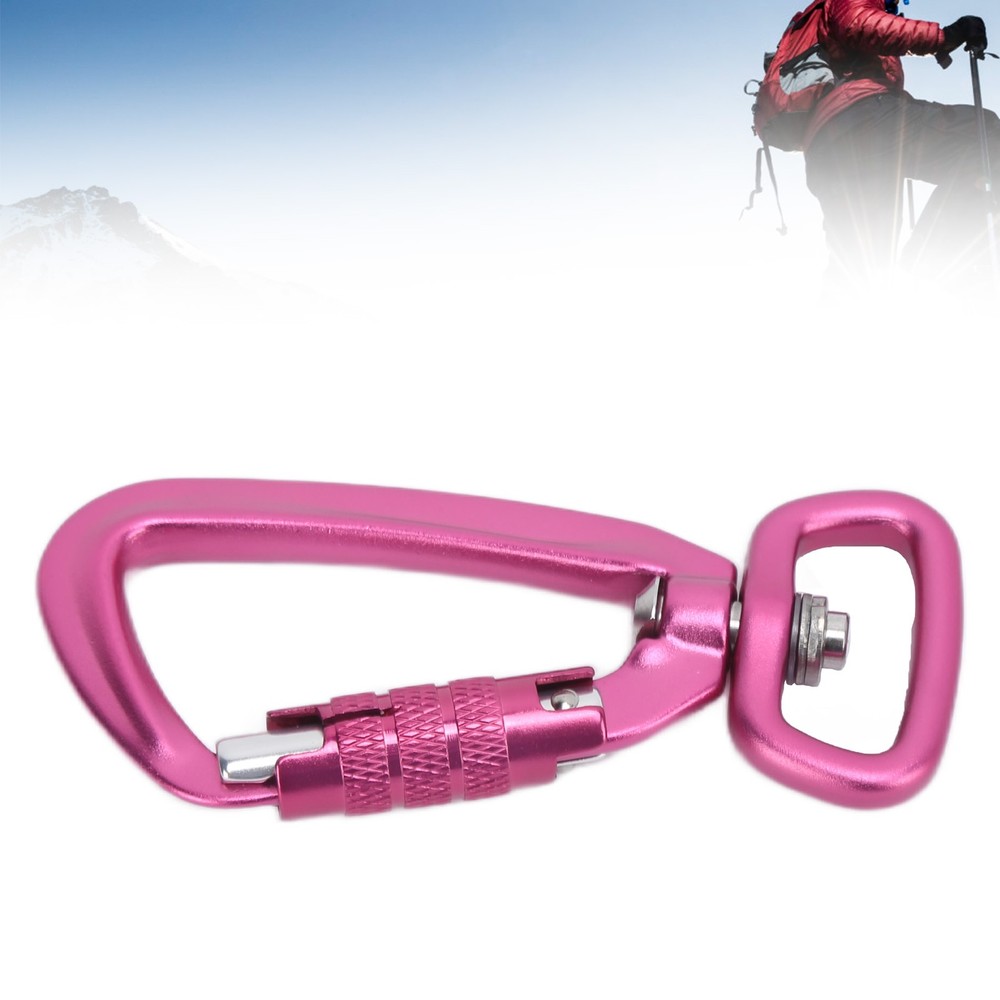 Pink Carabiner Clip Auto Locking Square Bottom 360 Rotational Hook