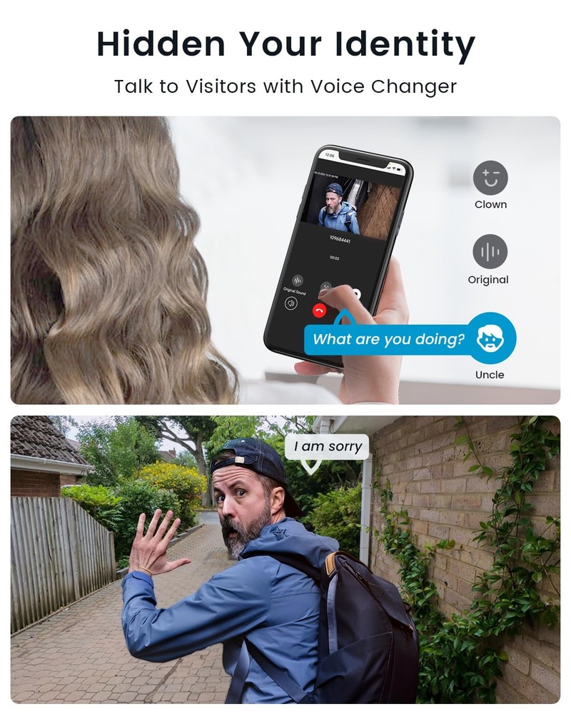 ieGeek Wireless Doorbell Camera No Subscription with Adjustable Angle Grey