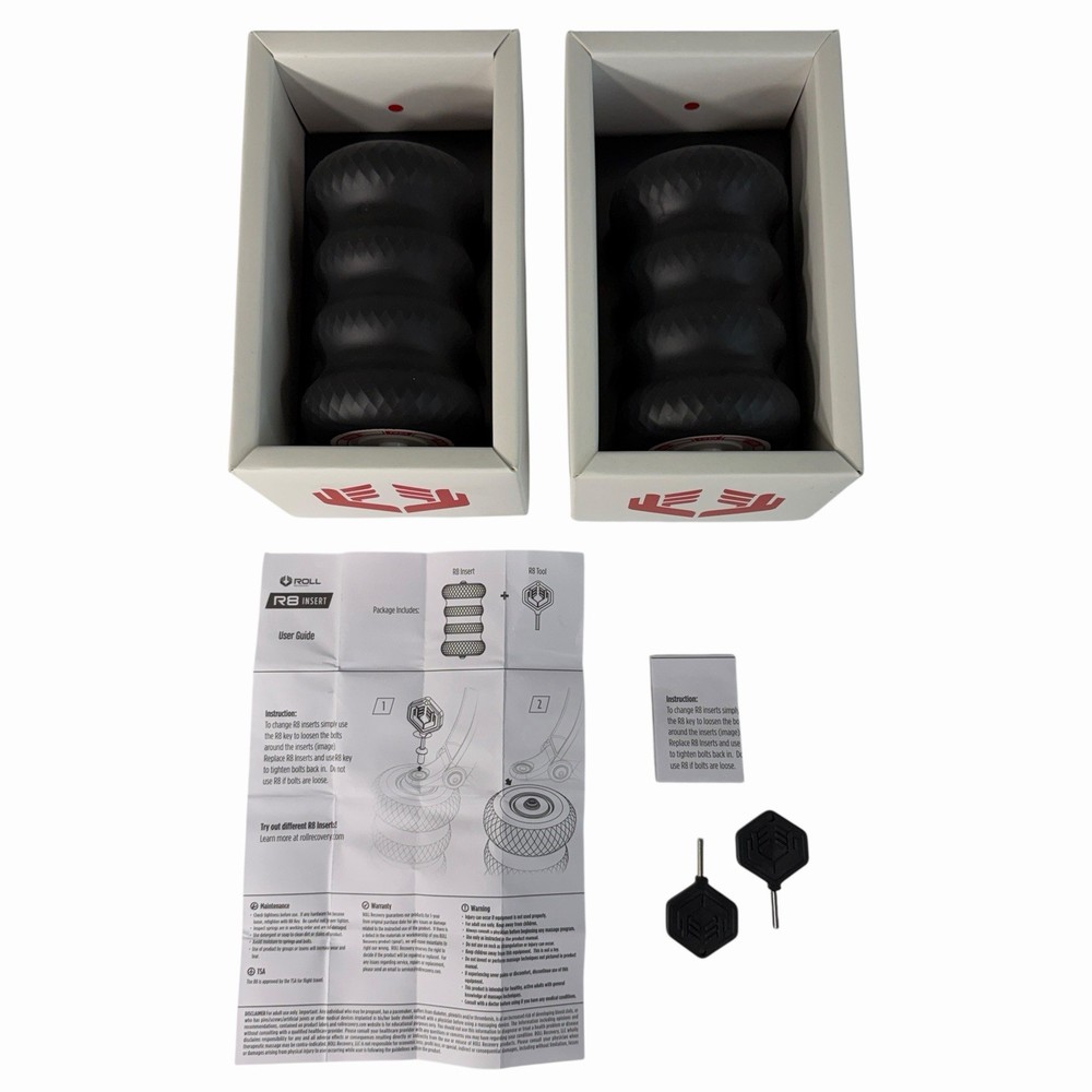 Roll Recovery R8 Deep Tissue Massager Replacement Stock Rollers Inserts + Tools
