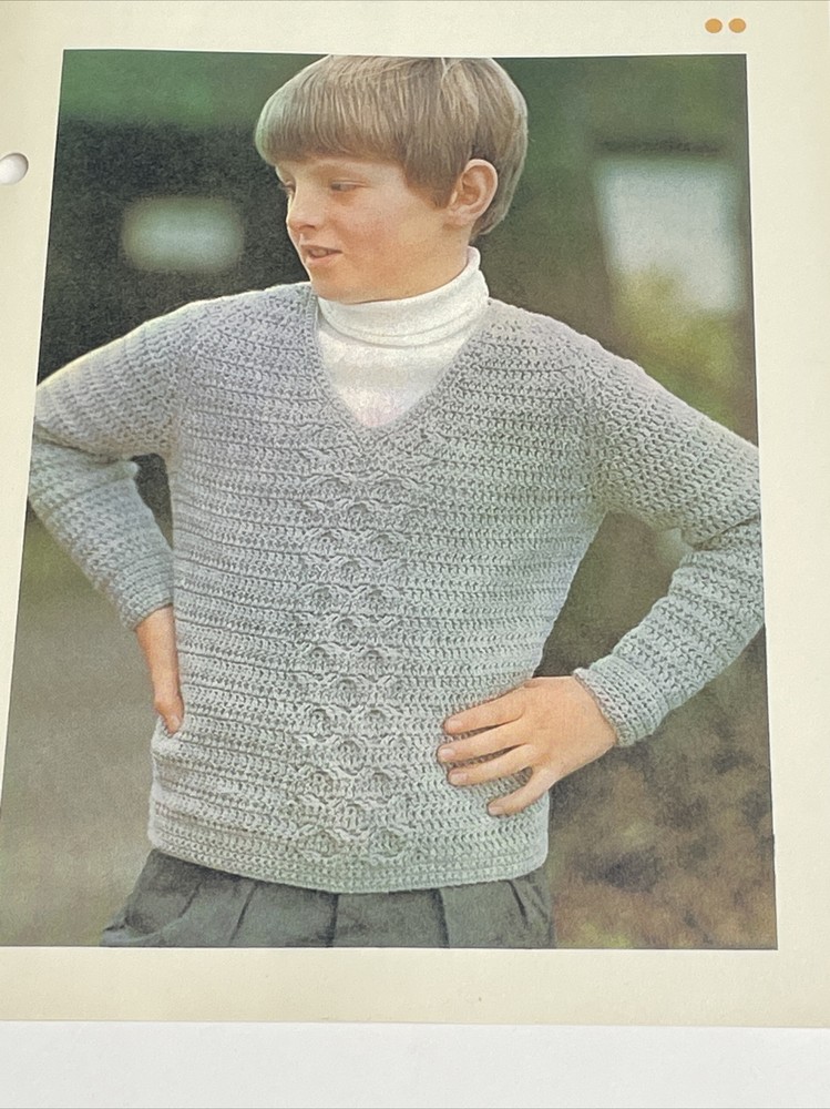 V Neck Sweater Boys Size Crochet Pattern Marshall Cavendish