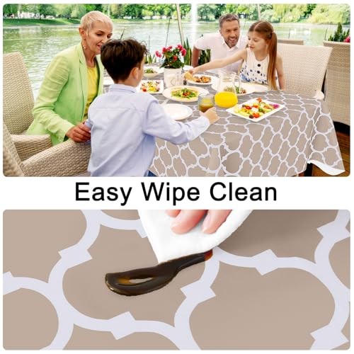 Rectangle Table Cloth, Waterproof Vinyl 70" x 52" (Rectangular) 1 Khaki