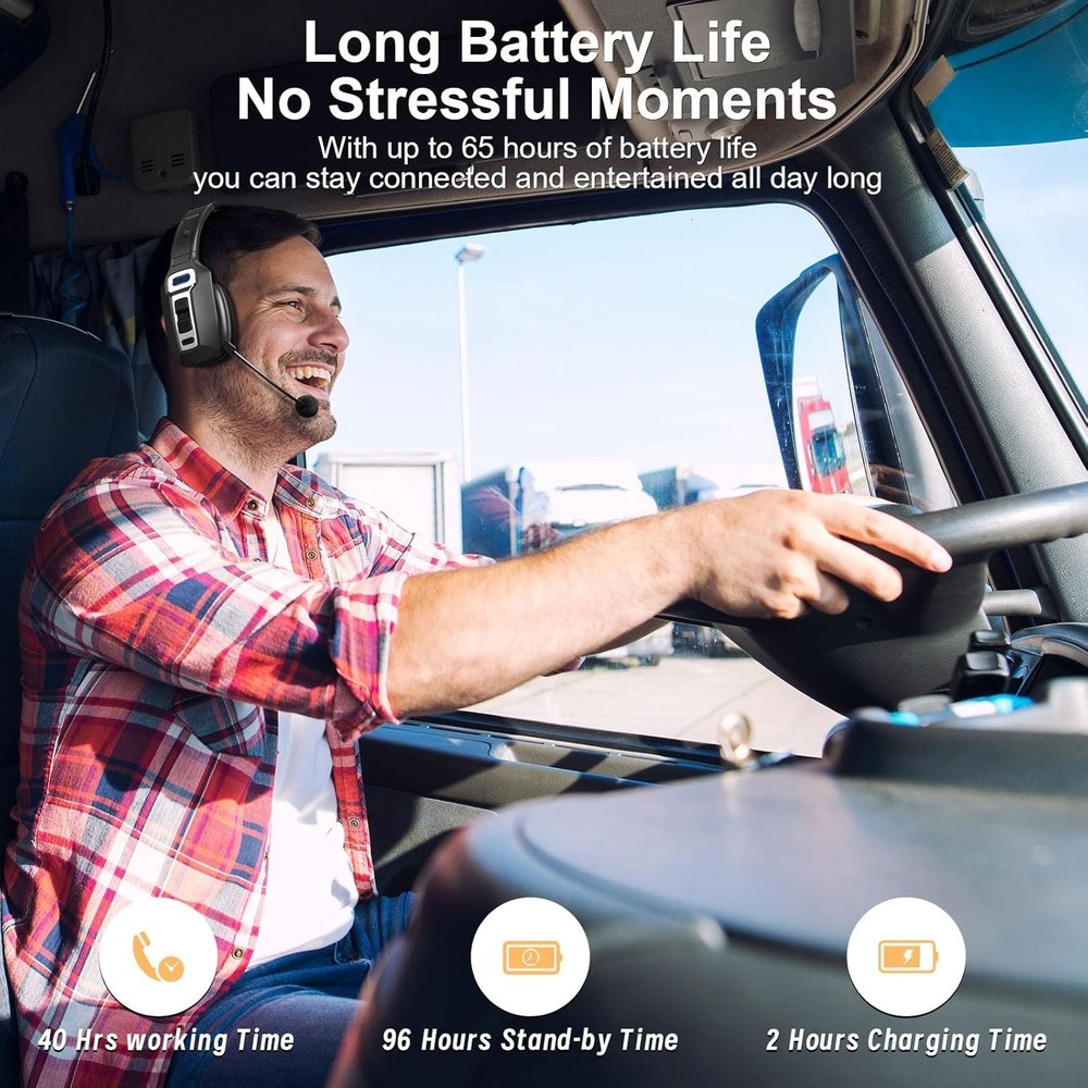 Trucker Wireless Mic Blue Parrot Bluetooth Noise Cancelling Headset Earpiece