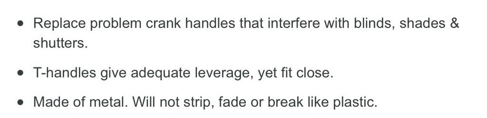 T HANDLE PELLA window replacement handle crank