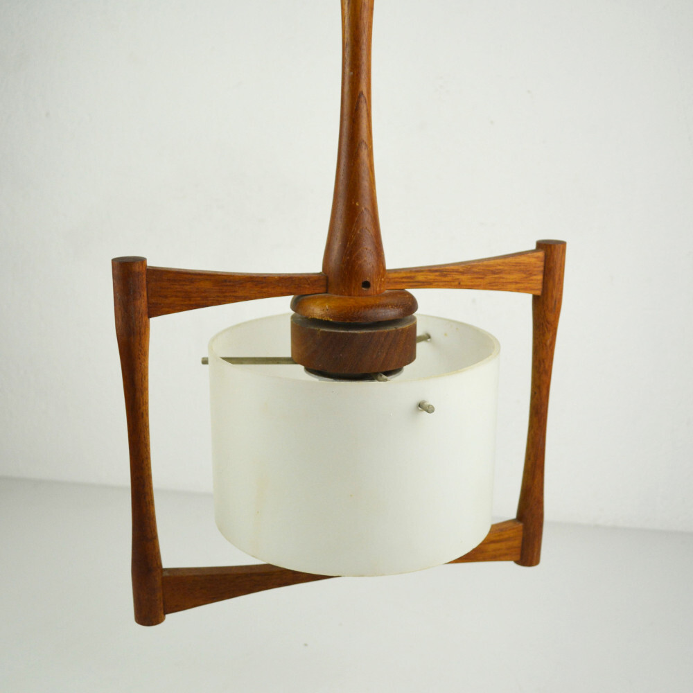 TEMDE Lights - Teak Ceiling Light - Vintage Ceiling Lamp Cable Pull Lampshade
