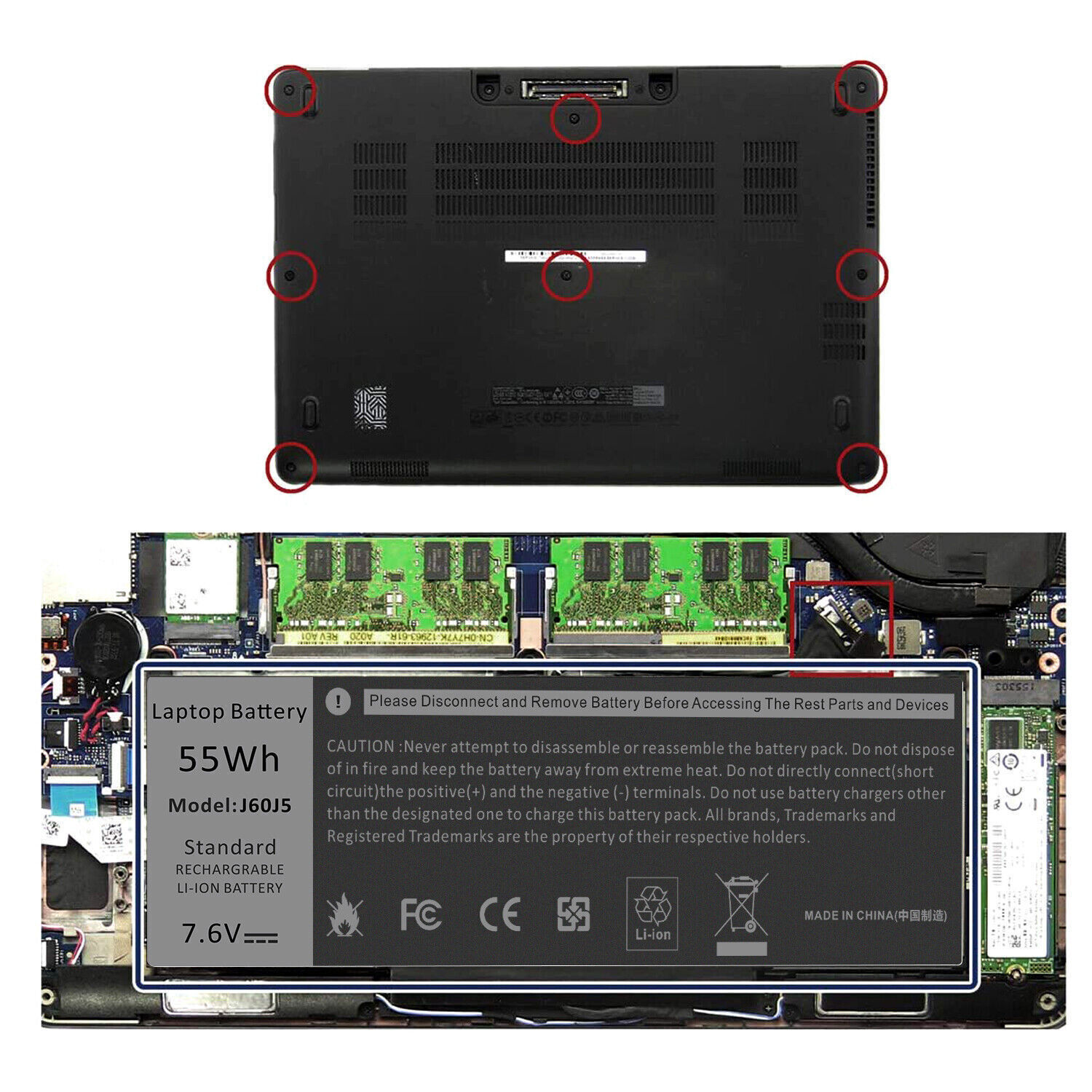 Lot 1/50 J60J5 Battery For Dell Latitude E7270 E7470 MC34Y 242WD 451-BBSY 55Wh