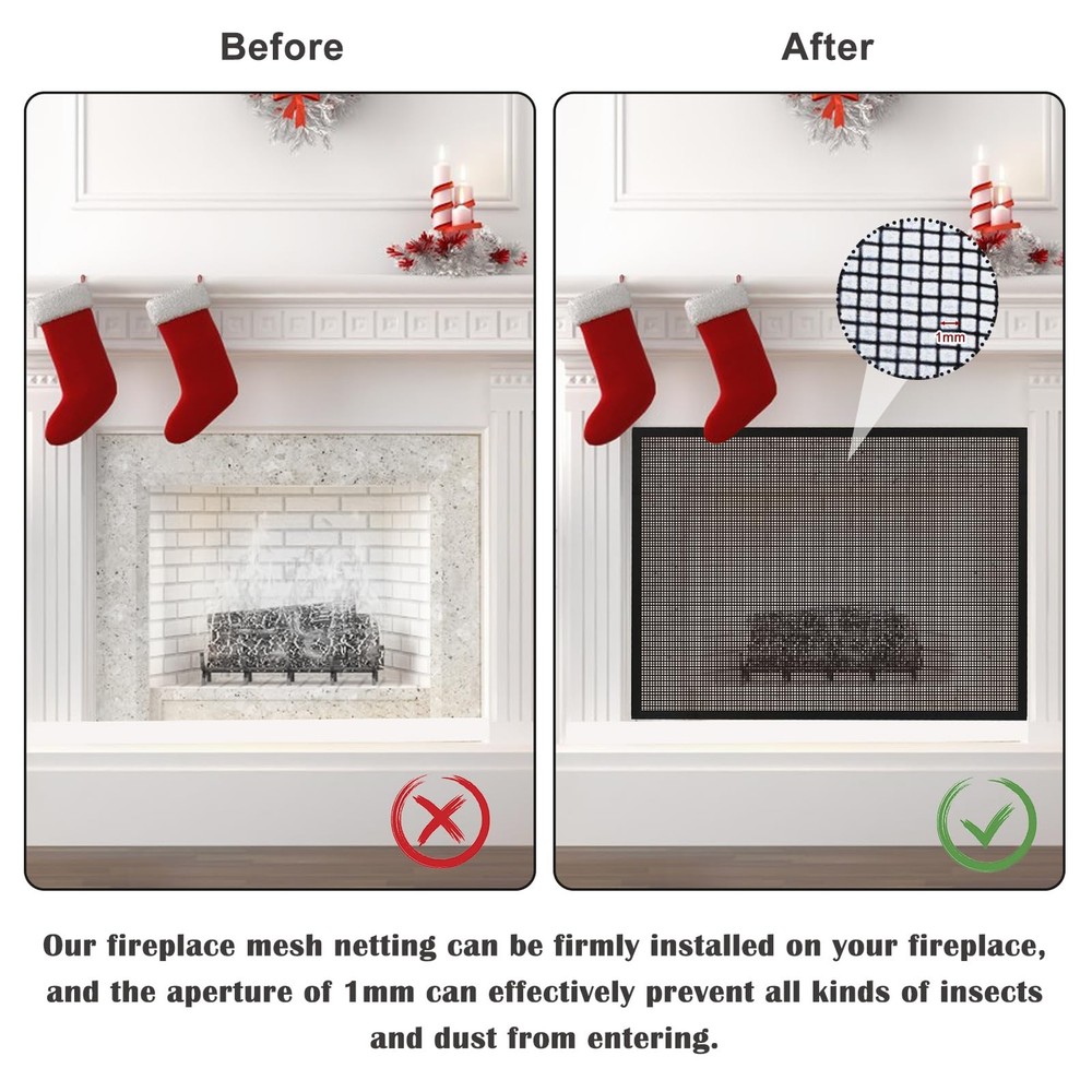 Fireplace Screen Safe Mesh Gate Mesh Screen Child Proof Existing Fireplace Ba...