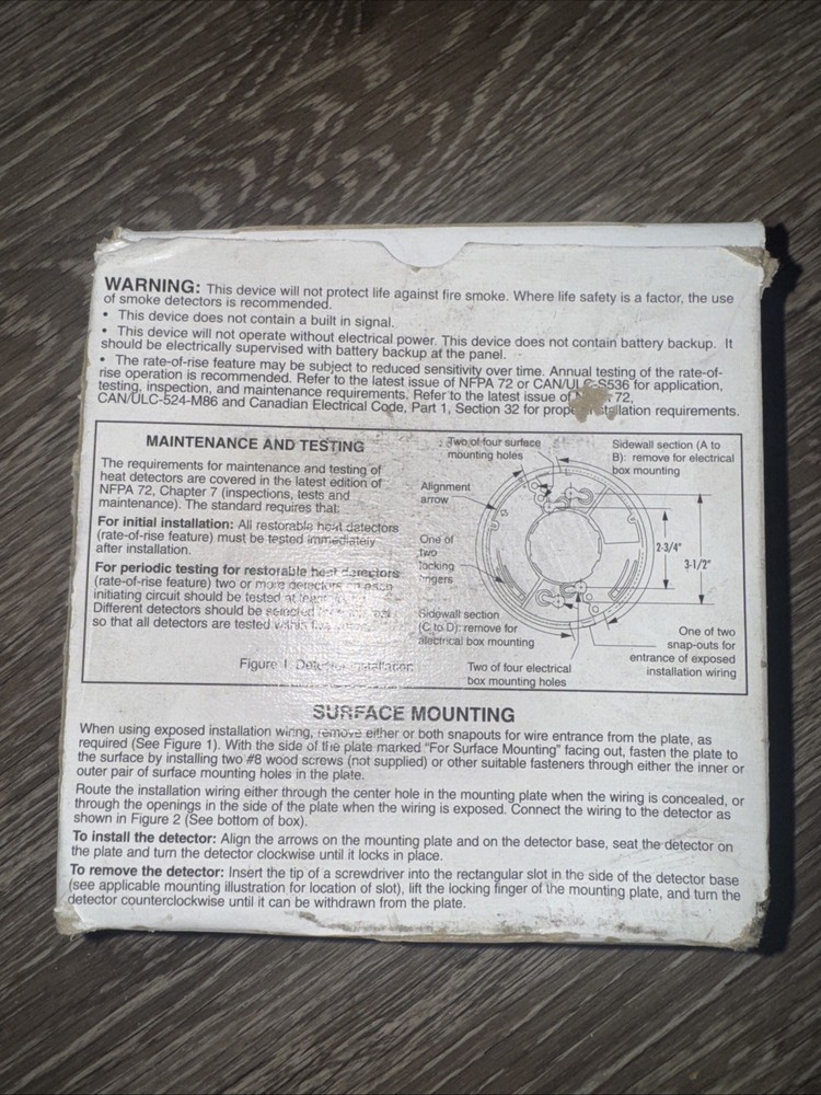 EDWARDS 282B-PL Fixed Temperature, Heat Detector