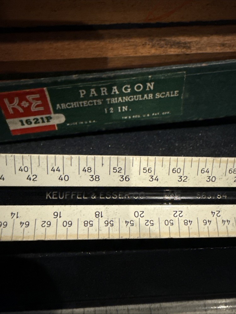 Keuffel Esser Co Drafting Ruler Paragon Triangular Vintage Assorted Lot Boxwood