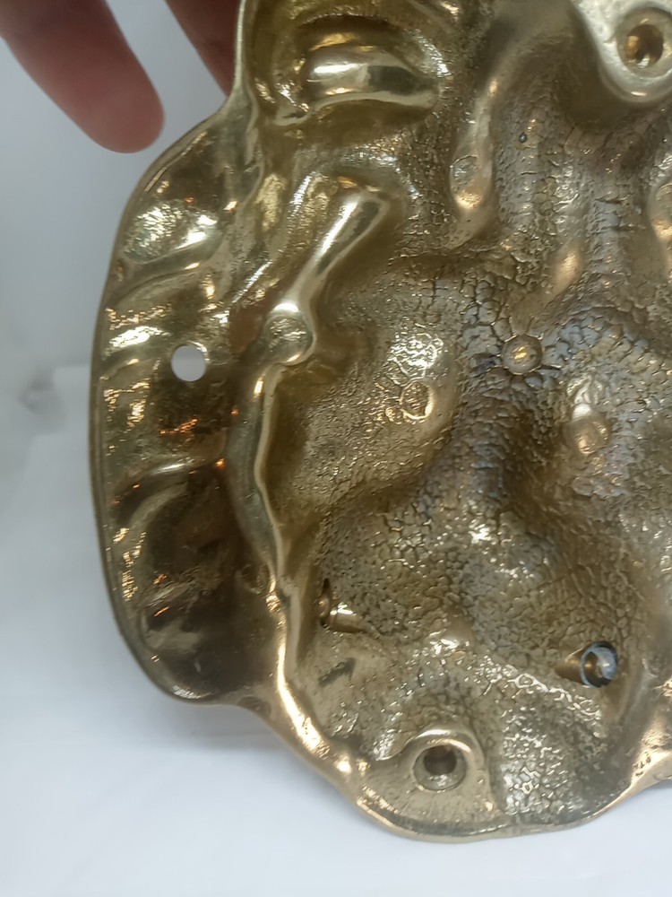 Vtg. Brass Cast Lion Head Door Knocker. Solid. Heavy.