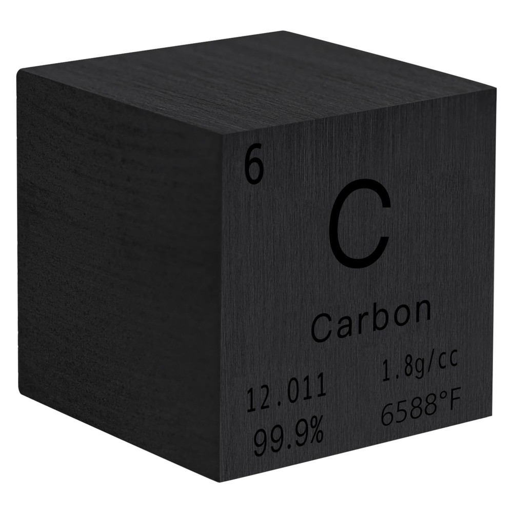 High Density Carbon Cube - Laser Engraved Periodic Table Element - DIY Science G