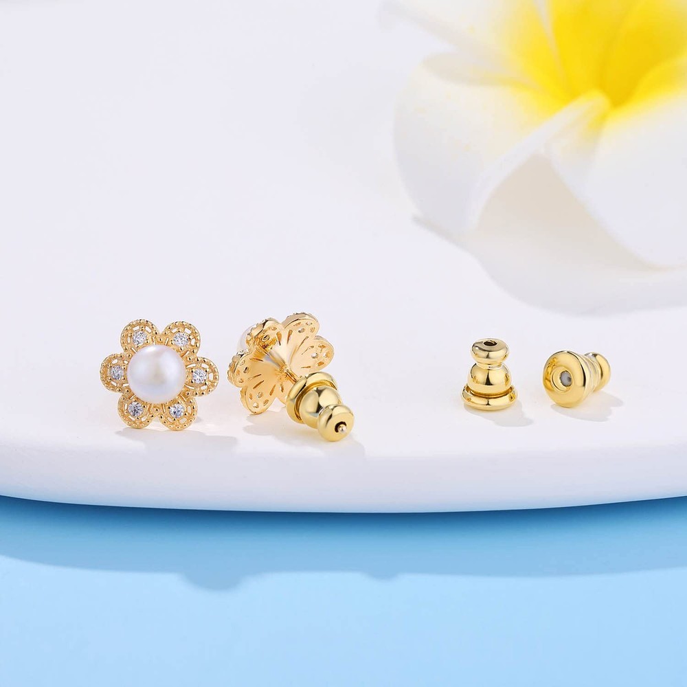 Moconar Locking Earring Backs For Studs, Hypoallergenic 18K Gold Bulle