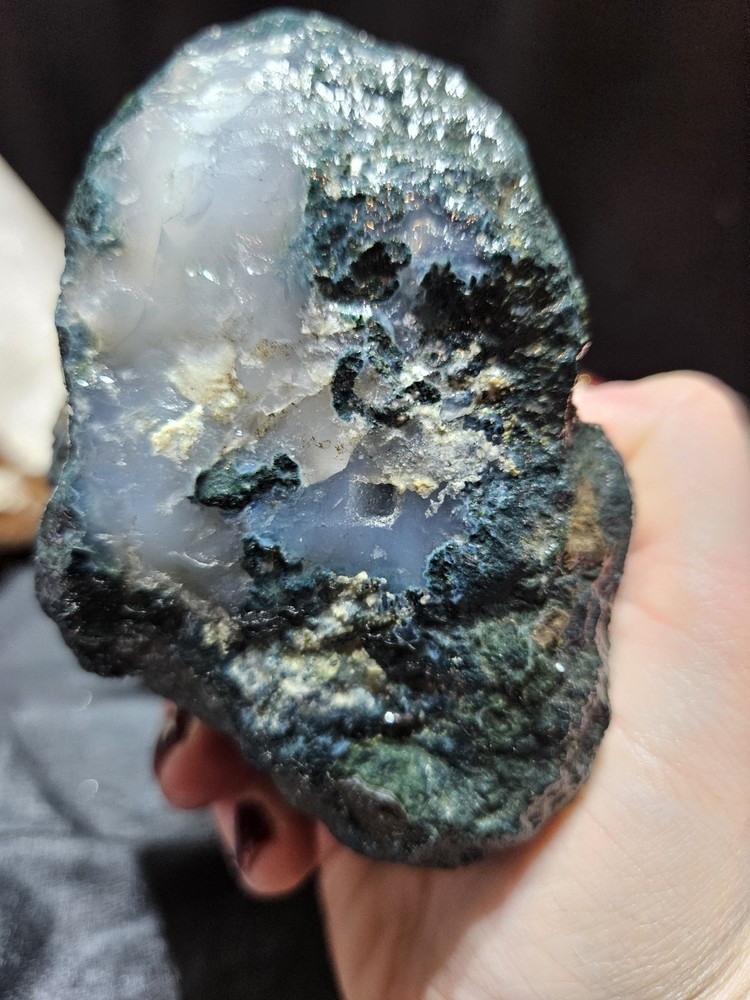 Moss Agate W/ Opalized Banding Specimen Natural Form (1lb 11oz)