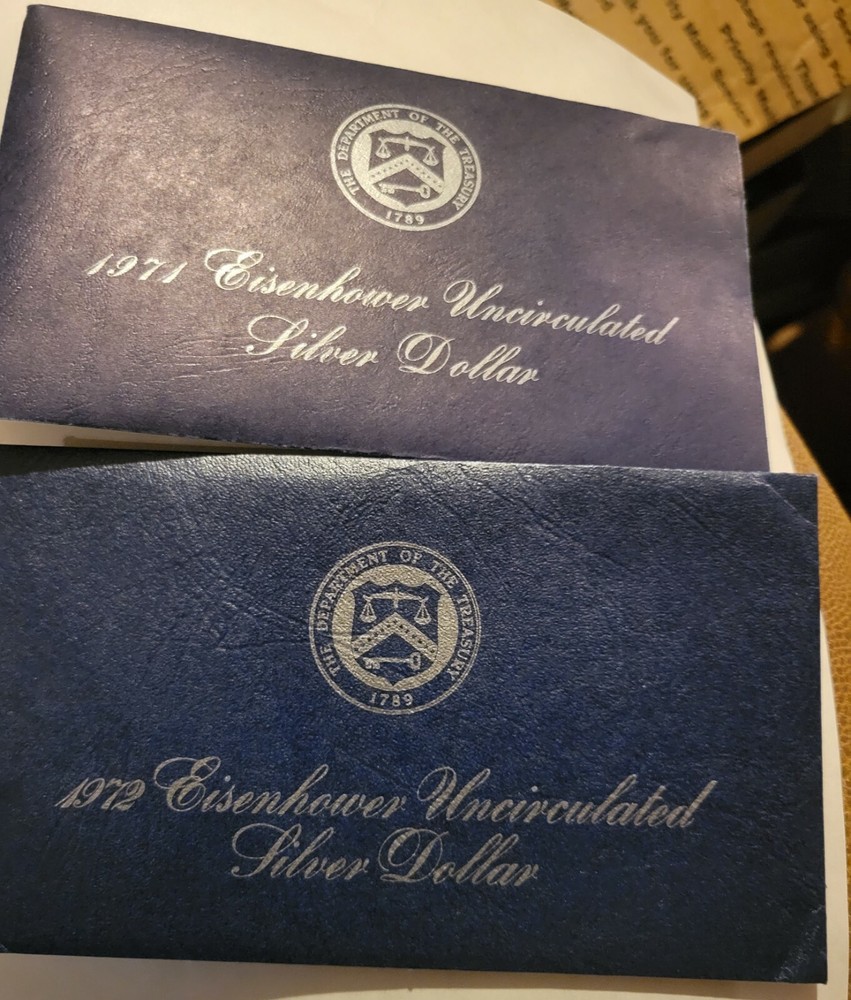 1971-1974 Eisenhower Silver Dollars Blue Envelopes