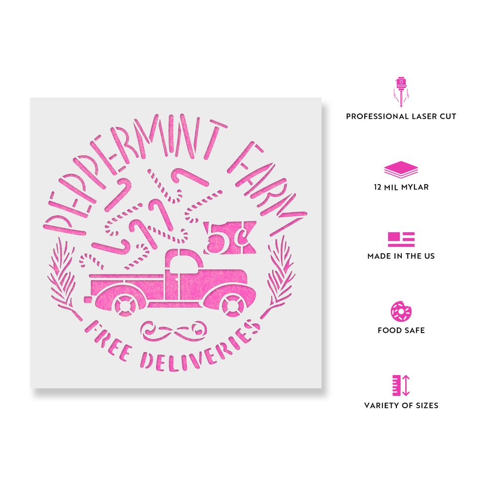 Peppermint Farm Stencil - Reusable Stencils for DIY Crafts