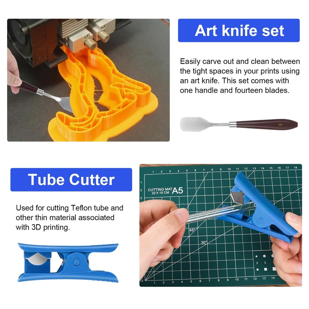 KuanStore 3D Printer Tools Kit, Printing Accessory with 55Pcs Blue