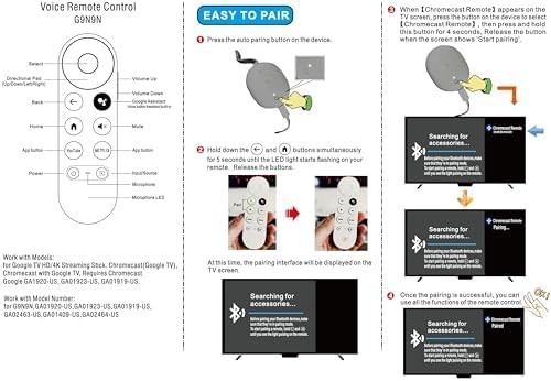 New Replacement For Chromecast With Google TV Voice Bluetooth IR Remote Control*