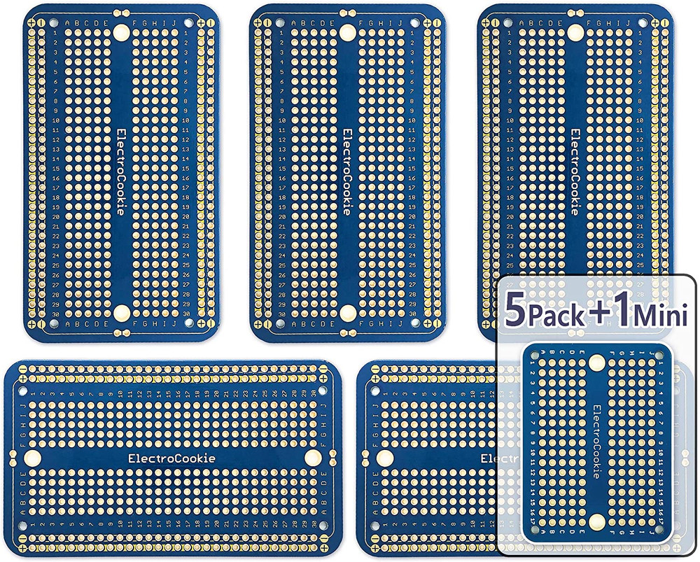 Electrocookie Solderable Breadboard PCB Board for Electronics Projects Compatibl