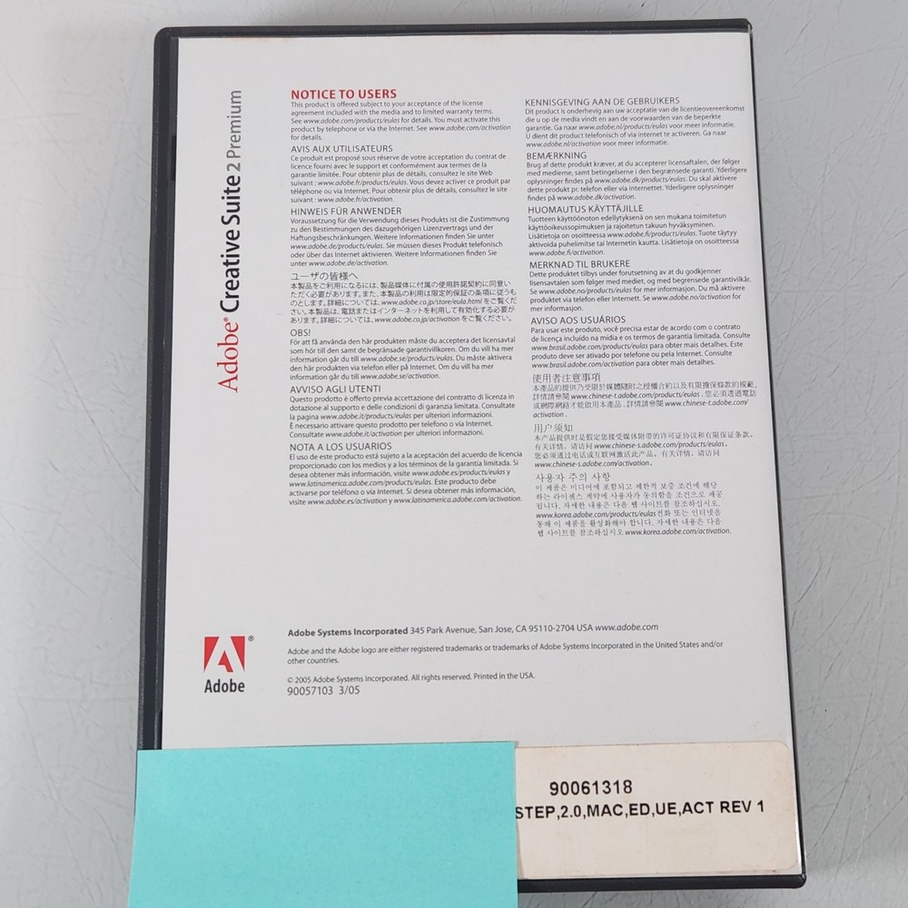 Adobe Creative Suite 2 Premium for Windows Disc and key - Read