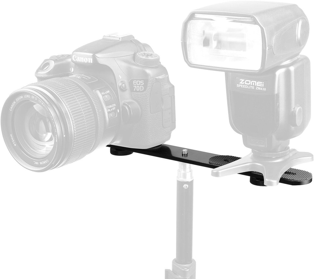 Versatile 10.6'' Dual Camera Flash Bracket with Adjustable Length