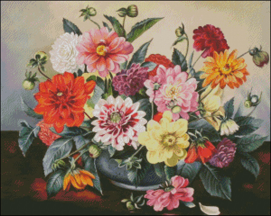 Chart Needlework Embroidery DIY Counted Cross Stitch Pattern-Bouquet Flowers