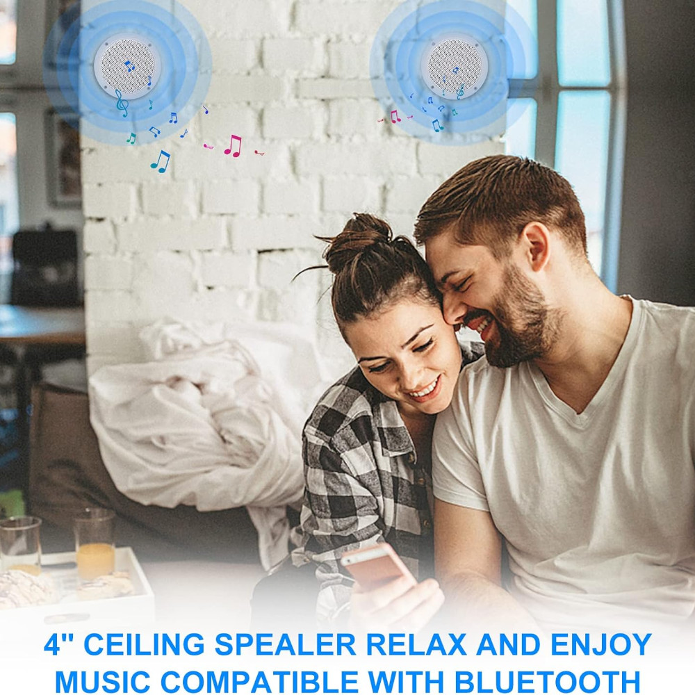 2 SPEAKER BATHROOM KITCHEN WIRELESS BLUETOOTH AMPLIFIER 2x4 INCH CEILING SPEAKER