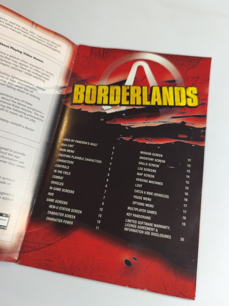 Borderlands Xbox 360 Manual ONLY