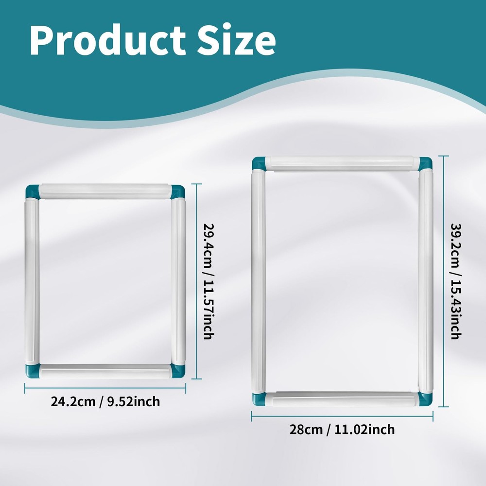 2 Pack Square Embroidery Hoops, Plastic Cross Stitch Snap Frames, Universal C...