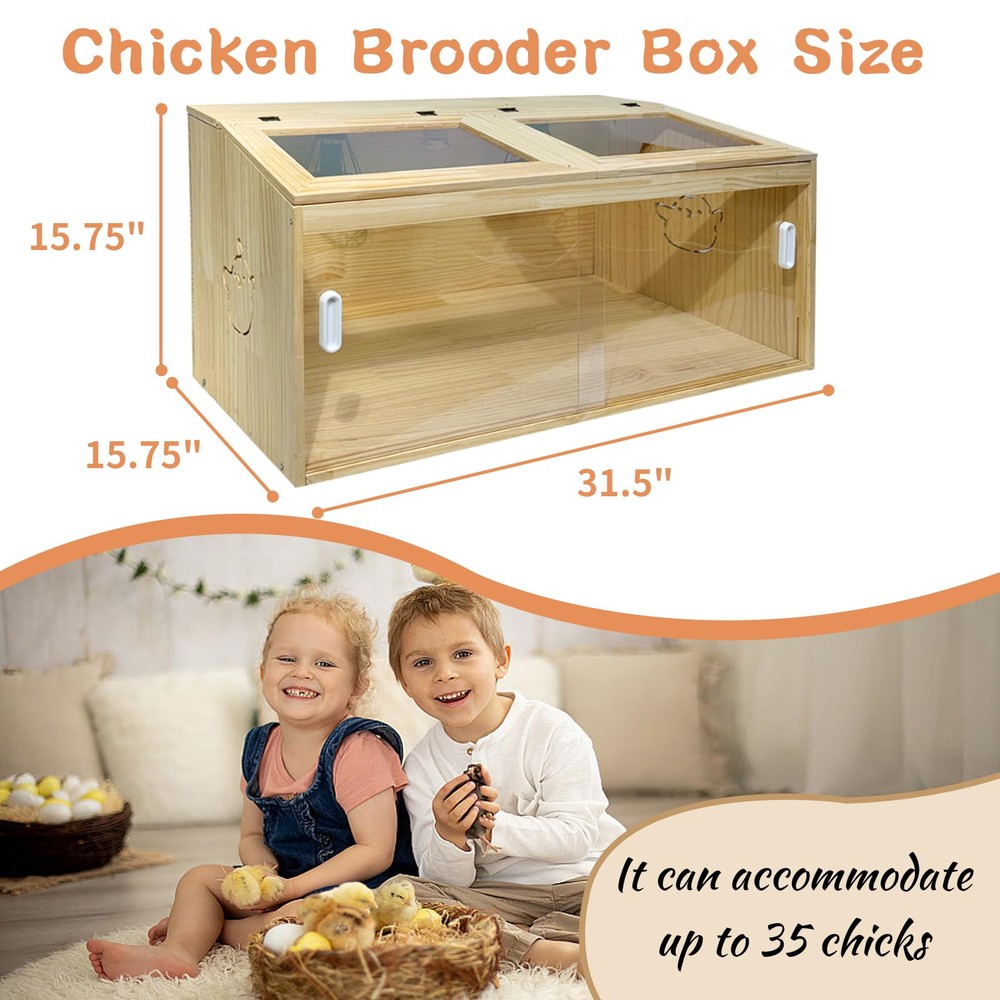 22-Piece Large Chicken Brooder Box 32", All-in-One Kit Brooder Box, Up to 35 ...