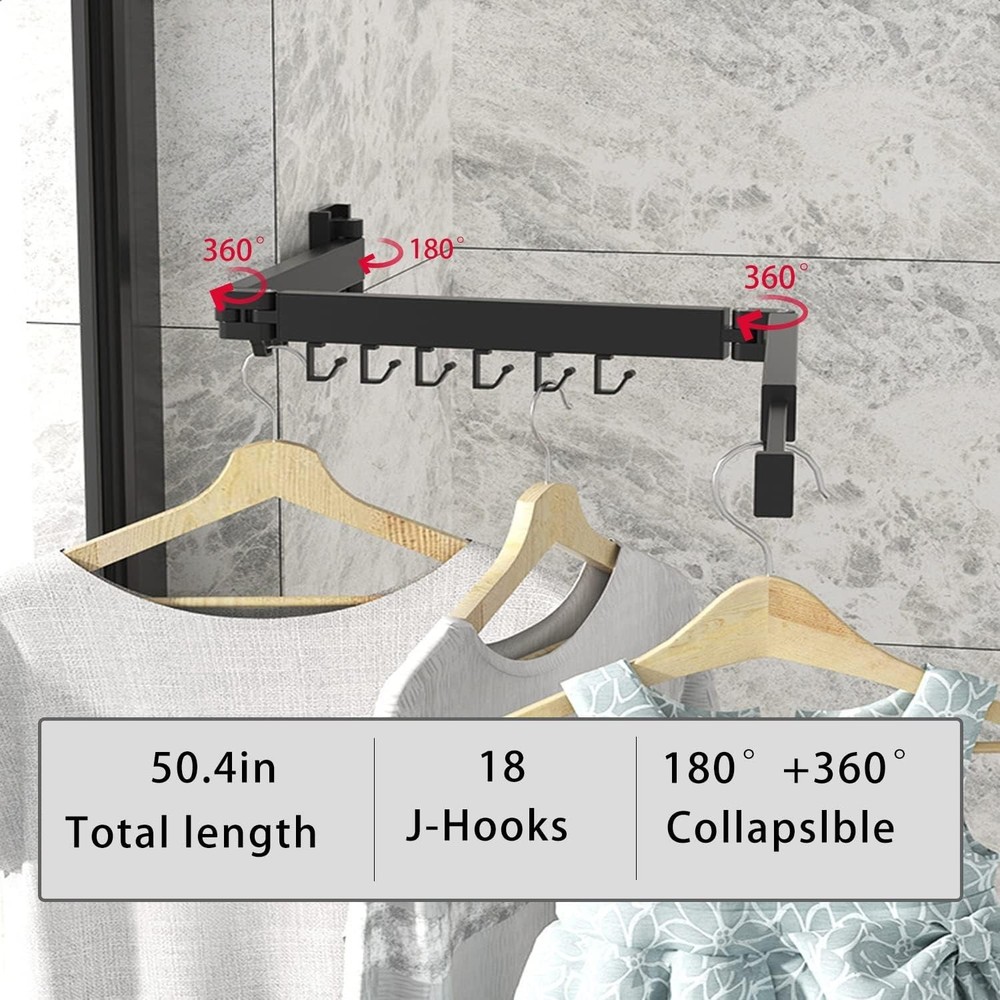 Retractable Wall Mounted Clothes Drying Rack - Space Saving Tri-Fold Design