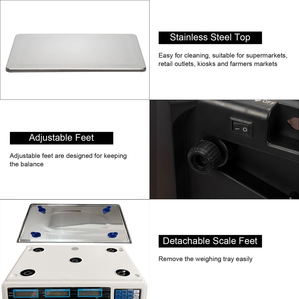 40kg/5g Digital Price Computing Scale for Vegetable US Plug backlit LCD display