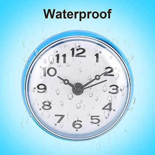 Waterproof Bathroom Clock, Suction Cup Wall Clock Wall Window Mirror Bath Blue