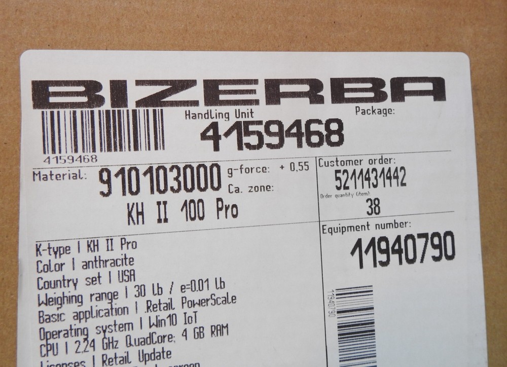 NEW! Bizerba KH Series KH II 100 PRO 30 lb. PC Countertop Computing Scale