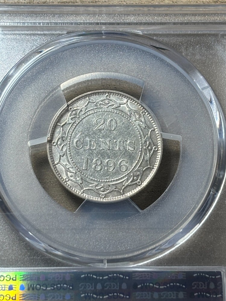 Newfoundland 20 Cent 1896 Large 96 PCGS Graded AU53