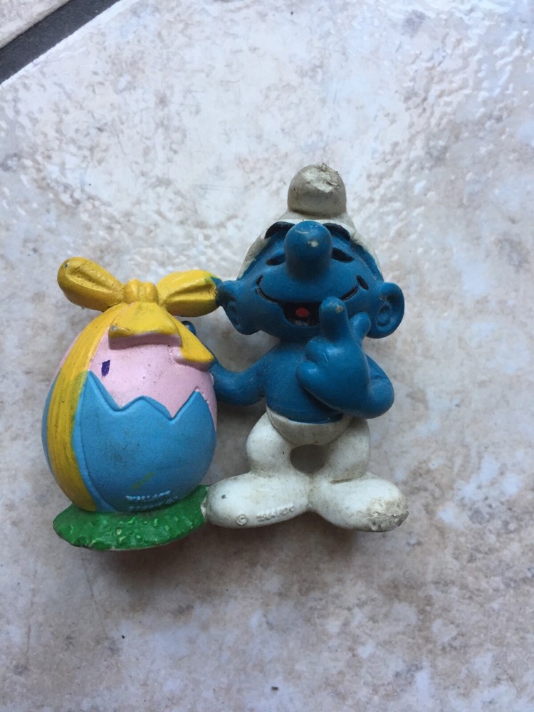 Smurf With Rubber Easter Egg 80s Maybe