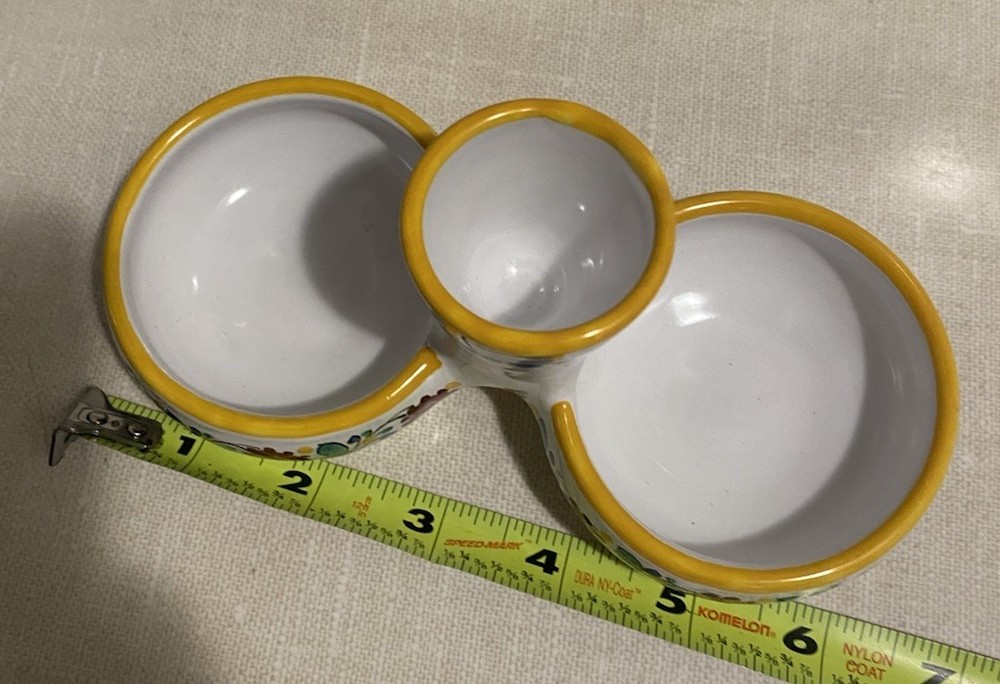 VTG Salt Cellar Condiments Dish Signed Bottom HK Ceramic Terracotta Base