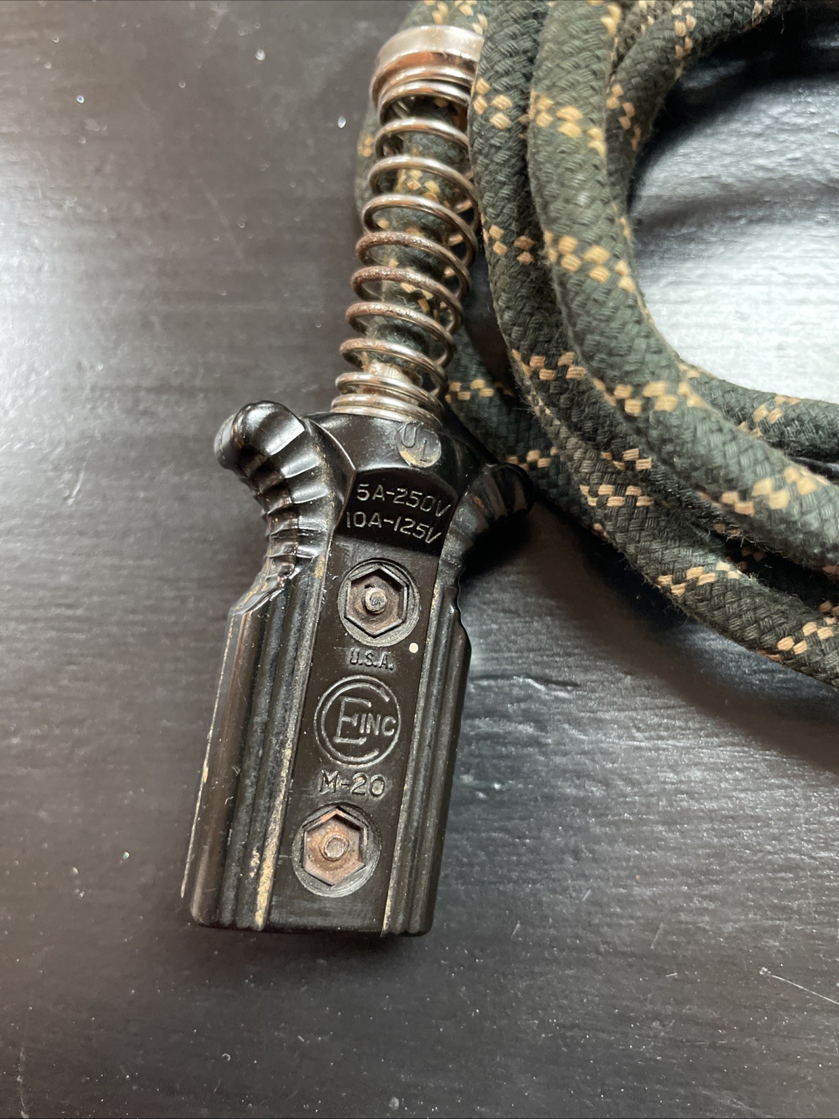 Two (2) 2-Prong Appliance Power Cords Spring Cloth Covered Bakelite Vintage