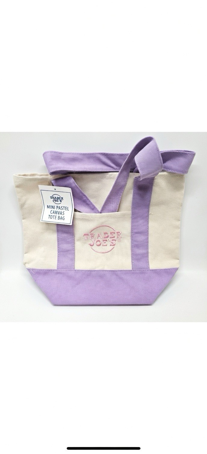 Presale Trader Joe’s mini Pastel canvas reusable tote bags set of 4 2026 Easter