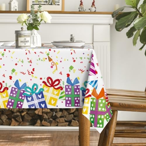 Birthday Tablecloth 60x84 Inch Rectangular, 60" x 84" (Rectangular) White