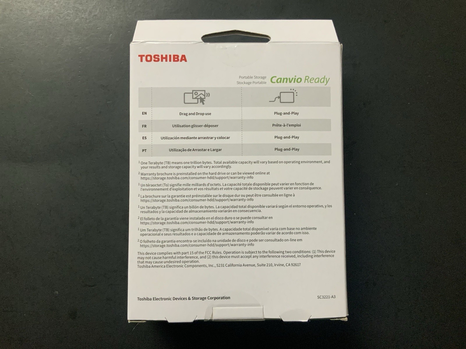 Toshiba Canvio Ready 4TB HDD Portable Hard Drive HDTP340XK3CA