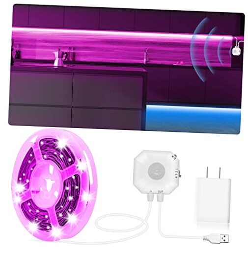 Motion Sensor Lights Indoor Under Bed RGB LED Light Strip 9.84FT Multicolor