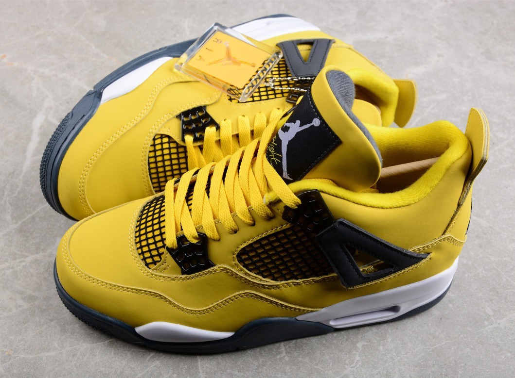 US Size 7-12 Jordan 4 Retro "Tour Yellow"Men's Mid Top Basketball Shoes.