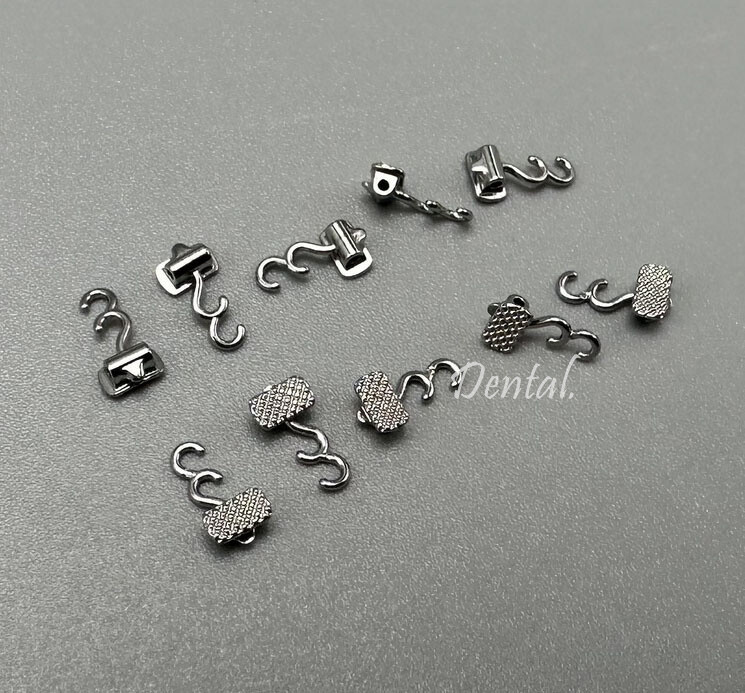 Dental Crimpable Hook Multi-Function Ortho Bondable Double Hooks with Hole L/R