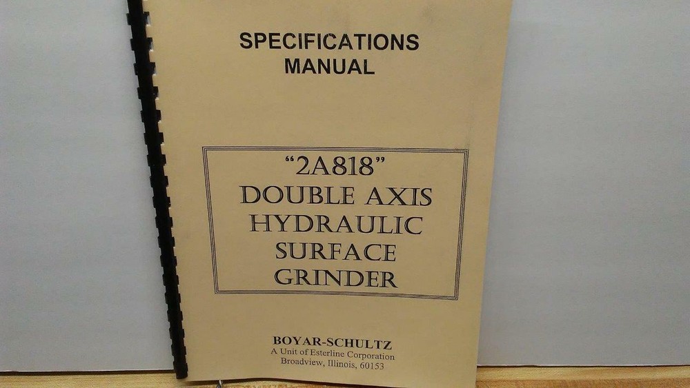Boyar-Schultz 2A818 Surface Grinder Specifications & Blueprint Manual