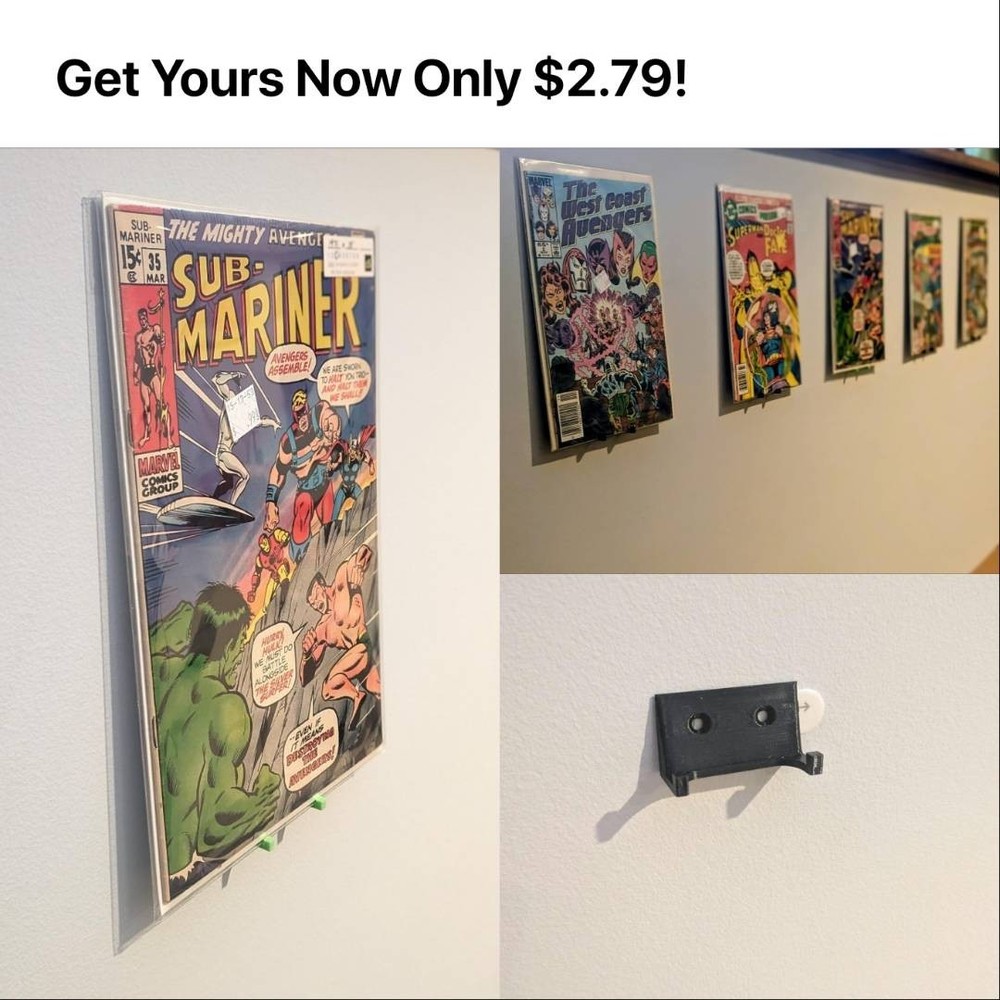 Comic Book Wall Mount - 3D Printed ,Easy Hang, Minimalist