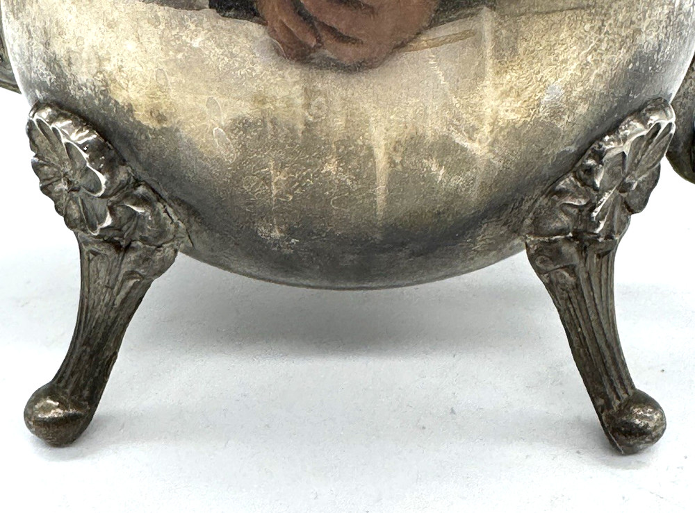 Vintage International Silver Co.Ornate Victorian Footed Hinged Lid Teapot 9 1/2"