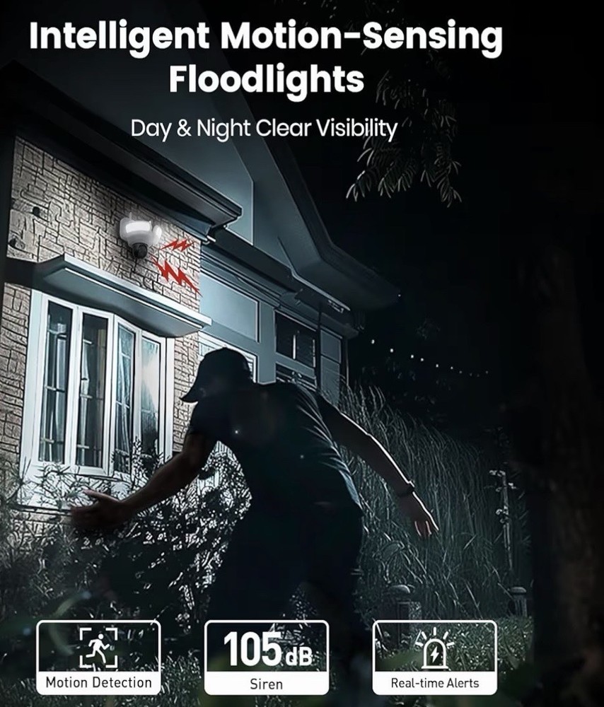 AOSU Floodlight Camera Wired, 3K UHD Security Camera Outdoor, 360°