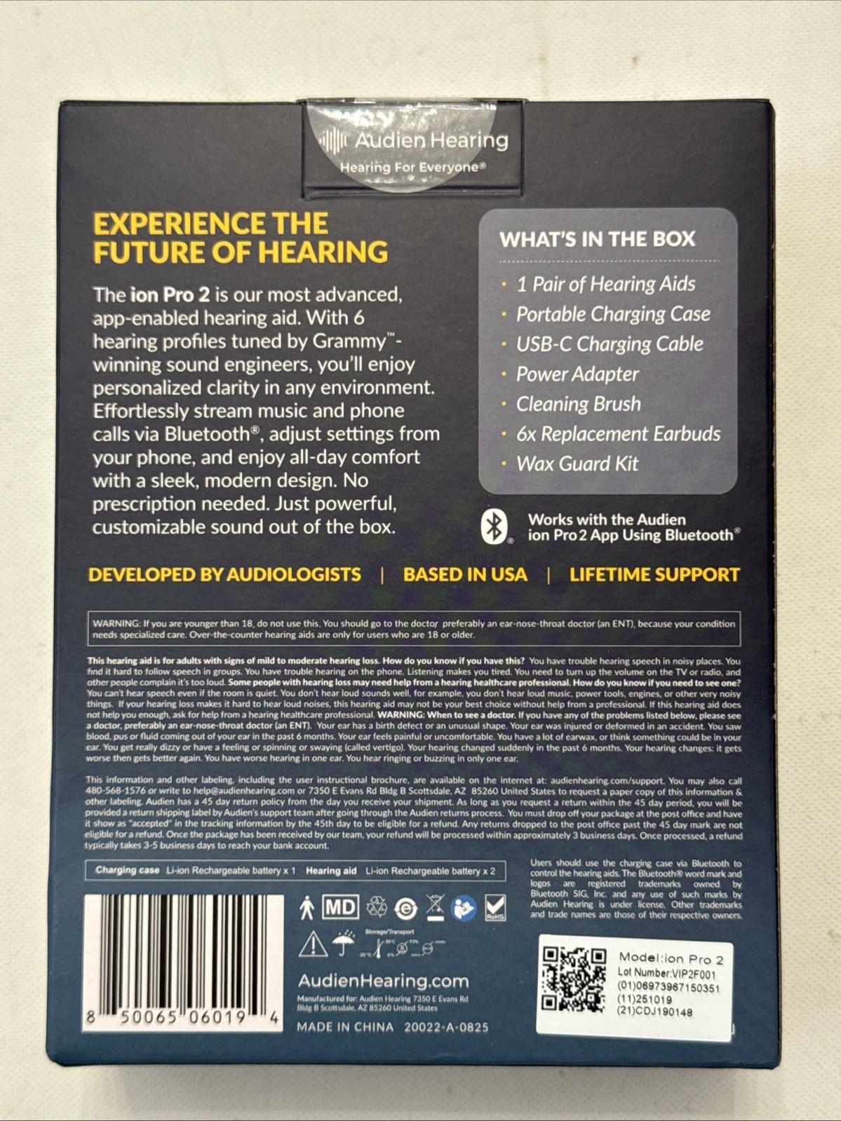 Audien Hearing, ion Pro 2, Rechargeable OTC Hearing Aids