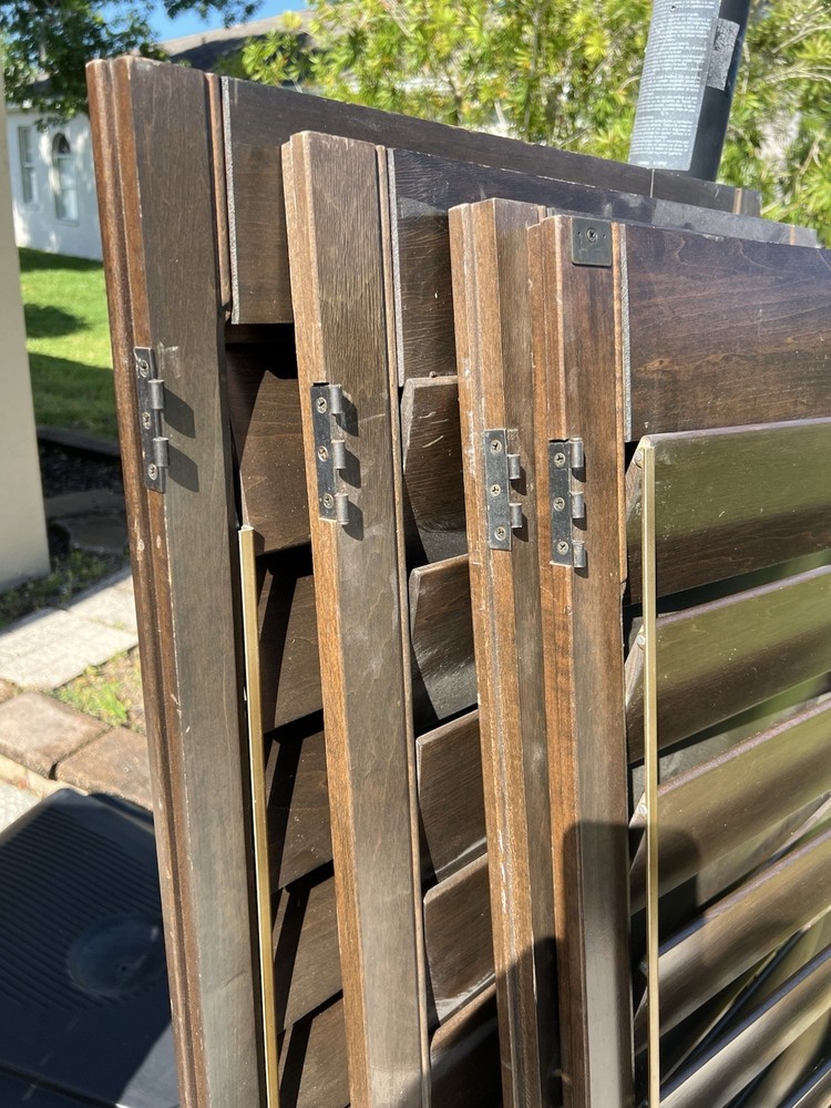 Solid Wood Four Panels Bi-Fold Louver Window Shutter 57” x 23”